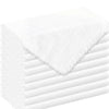 A stack of white decorative cloth napkins folded and displayed on a white background.