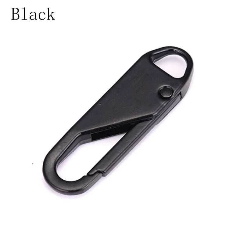 Black zipper pull replacement set for bags and garments
