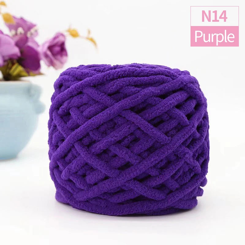 Purple N14 chunky velvet knitting yarn ball for home decor