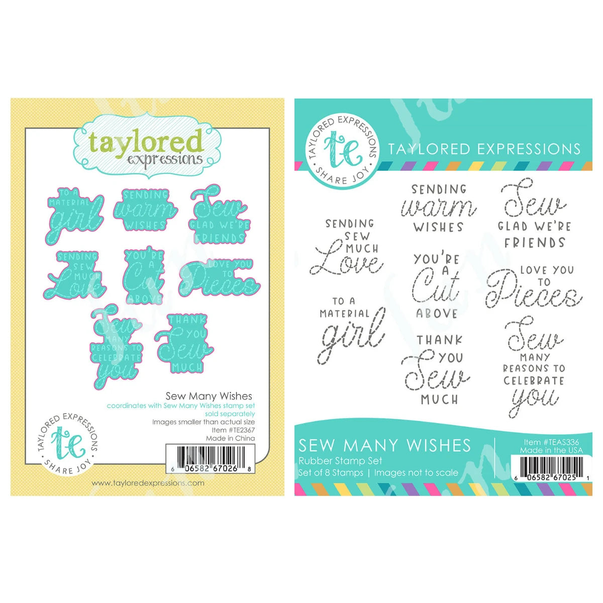 Taylored Expressions set of 8 rubber stamps and images for DIY scrapbooking