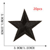 A black five-pointed star embroidery patch is shown, measuring 3.0cm or 1.2 inch across.