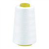 A white spool of premium sewing thread with a yellow core.
