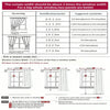 A diagram showing various curtain widths and quantities for window treatments.
