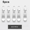 Five silver wave metal zipper pulls for bags and luggage