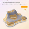 A gray ergonomic wedge pillow showing various support zones for neck, chest, arm, and shoulder areas.