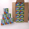 A collection of football stickers featuring the FIFA World Cup 2026 logo packaged in cardboard boxes.