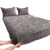 Gray jacquard weave fitted sheet bedding with embossed leaf pattern