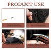 Instructions showing how to use a professional hair extension bead tools kit for passing rings and hooking hair