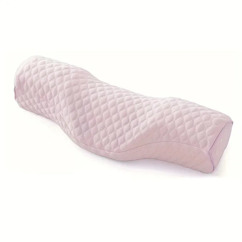 A light purple quilted memory foam cervical pillow designed for neck support.
