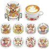A set of diamond painting coasters featuring various animal designs like a dog, a cat, and a lion.