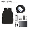 A black cartoon school backpack set featuring a main bag, shoulder bag, and pencil case.