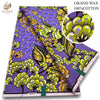 Purple and green African wax print fabric with floral patterns