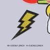 A black lightning bolt embroidered patch on a light gray background.