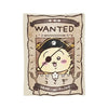 A beige flannel throw blanket featuring a cartoon illustration of a character wearing a hat and surrounded by stars.