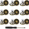 A collection of replacement metal buttons in various sizes and finishes for denim and clothing.