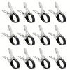 A set of six heavy-duty stainless steel pool cover clips for securing pool covers.