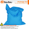 A bright blue empty bean bag cover is shown, emphasizing that the order includes only the fabric.
