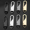 A set of universal replacement zipper pullers in black, silver, and gold finishes.