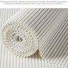 Roll of white silicone non-slip drawer liner showing its woven texture and durability features