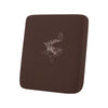 A dark brown waterproof jacquard sofa seat slipcover with a white abstract design.