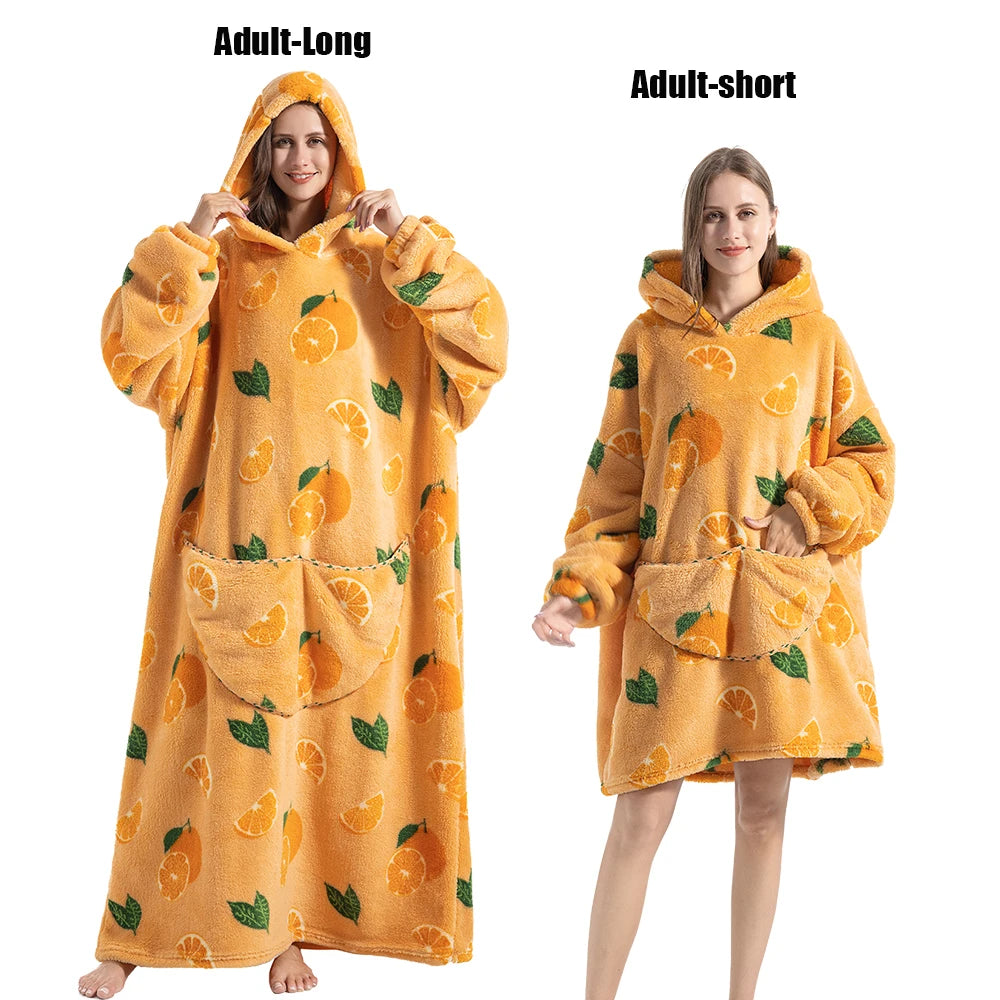 Ultra-Soft Plush Fleece Blanket Hoodie for Adults and Men