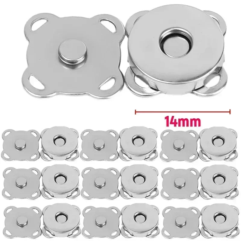 Silver magnetic snap fasteners for bags, purses, and craft projects