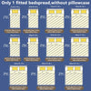 A set of fitted bedspreads and pillowcases in various sizes shown for sale.