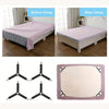 Set of adjustable sheet corner grippers with elastic straps shown before and after use on a bed