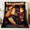 A movie poster featuring a dramatic close-up of a man in a dark coat with fiery background and Halloween text.