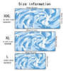 A comparison chart showing the size information for XXL, XL, and L versions of a large art vortex mouse pad.