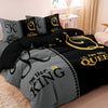 Black and gray duvet cover set featuring royal crown king and queen designs