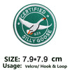 Embroidered patch featuring a white goose on a green circle with text and the number 833