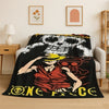 A black and white graphic blanket featuring an anime character design with a skull motif and the text ONE FORCE.