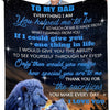 A printable knit blanket featuring a father and son theme with a lion and a cub illustration.