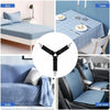 Set of adjustable triangle bed sheet clips used for securing bedding.