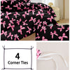 Black duvet cover set featuring a pink plaid bow print with four corner ties for easy fixing
