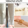 Close-up view of metal seamless magnetic closure buckles used on a fabric strap or bag