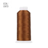 A roll of brown polyester embroidery thread with a white core.