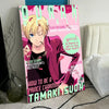A vertical poster featuring an anime-style character with blonde hair in a pink blazer and dark clothing, promoting the Ouran