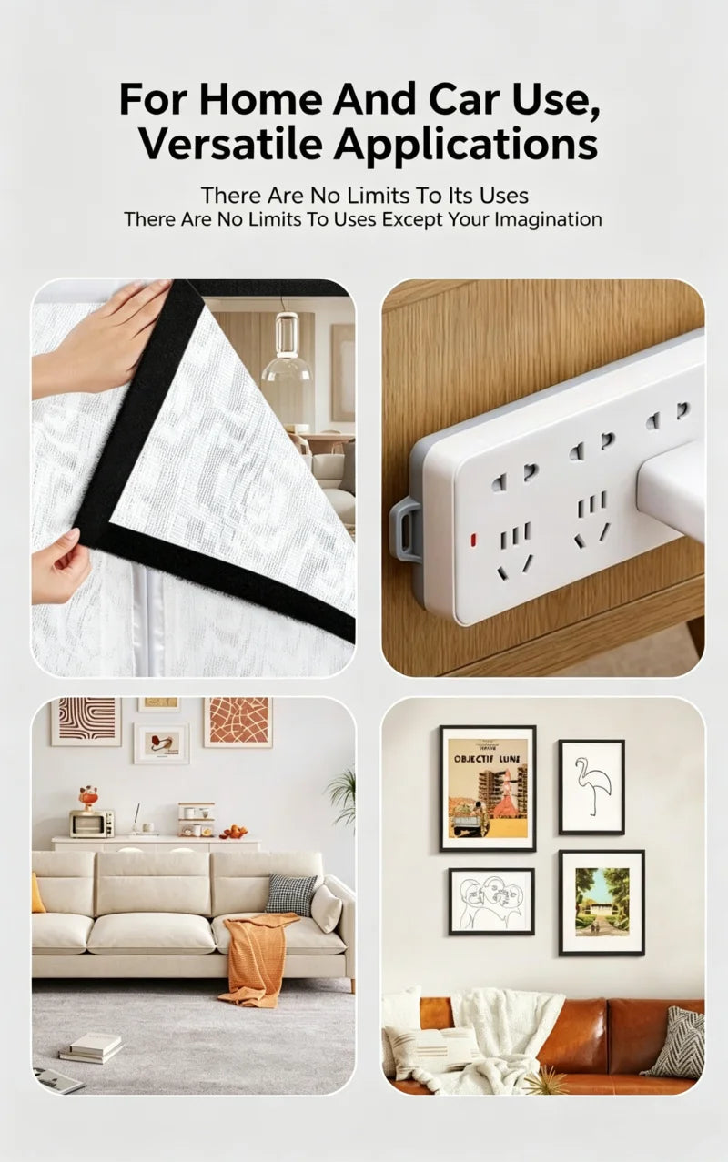 Various applications of heavy duty self-adhesive hook and loop tape including fabric use and mounting hardware