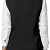 Back view of a black versatile polyester apron worn over a white shirt.