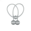 Silver magnetic curtain tiebacks with looped cords and small spherical beads