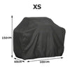 Black heavy-duty BBQ grill cover with dimensions 150cm high by 100cm long and 60cm deep.