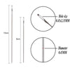 Precision stainless steel beading needles showing various sizes and diameters with magnified views.