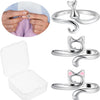 A set of silver adjustable crochet loop rings, including a pair for hands and several individual rings.