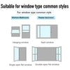 Diagram showing various window types including hanging, sash, single open flat, and double-open flat windows.