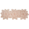 A delicate, light brown lace-patterned PVC dining placemat or table runner.