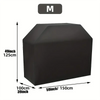 Black heavy-duty BBQ grill cover with dimensions 49 inches high by 100 cm long and 59 inches wide.