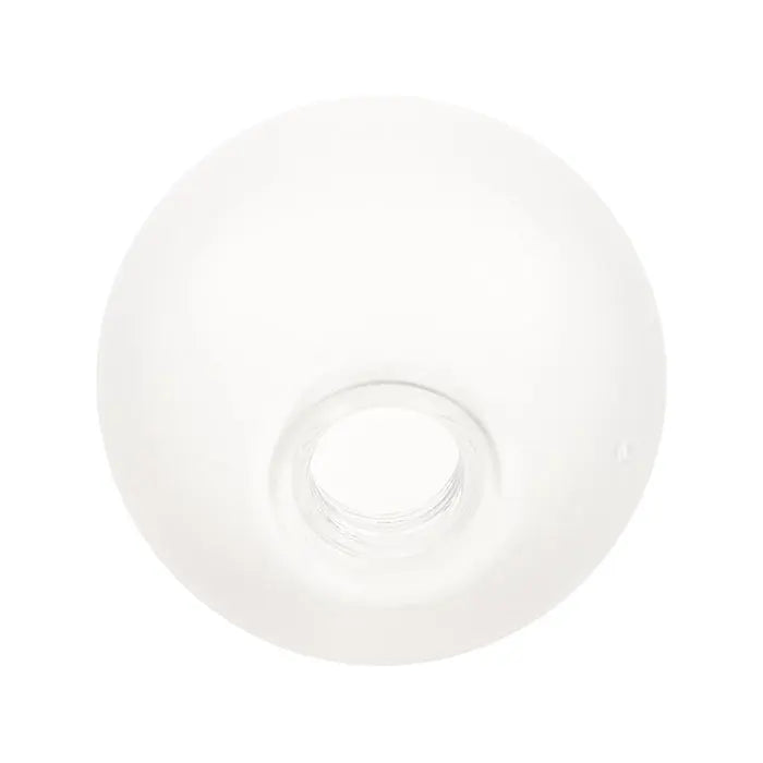 A white frosted threaded dome lampshade viewed from the top.