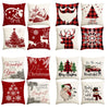 A set of twelve decorative Christmas themed throw pillows featuring various holiday designs and patterns.